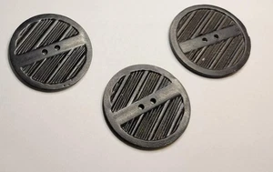 Vintage Black Bakelite Buttons Set of 3 Art Deco Round 2-Hole 1-3/8 Inch Sewing - Picture 1 of 4