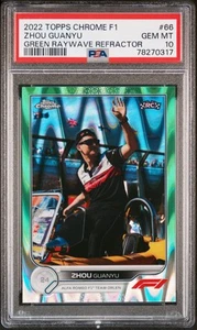 2022 Topps Chrome F1 ZHOU GUANYU #66 Rookie Green Raywave Refractor 50/99 PSA 10 - Imagen 1 de 2