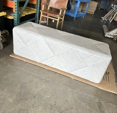 Palecek Portrero Coastal Rattan Handcrafted Bench-White - Image 1 of 4