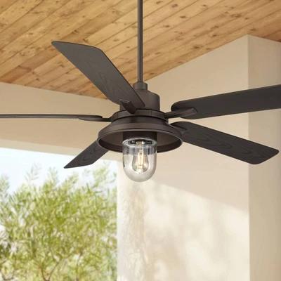 60" Casa Vieja Ridgeline Bronze Barn LED Outdoor Ceiling Fan - Image 1 of 4