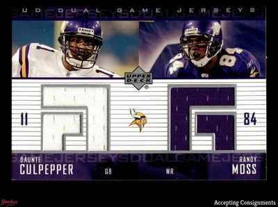 2003 Upper Deck Game Daunte Culpepper & Randy Moss DUAL GAME-USED JERSEY - Image 1 of 2