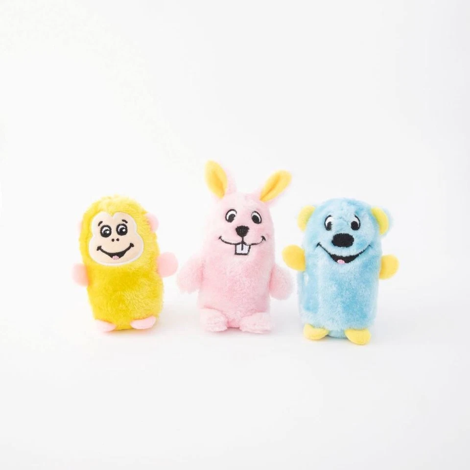 Zippy Paws Squeakie Buddies, 3 Pack (Bear, Bunny, Monkey) 14cm (h) - Image 1 of 1