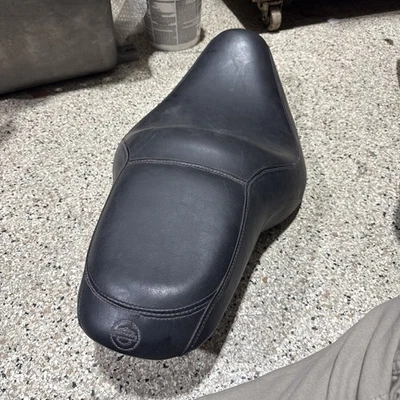 Harley Davidson 2 Person Male Vintage Motorcycle Seat Purple Stitch 0101374 - Image 1 of 4