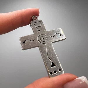 Vintage Schmuck Christ Kreuz Anhänger Unikat Sterling Silber 925 für Damen Herren - Bild 1 von 8
