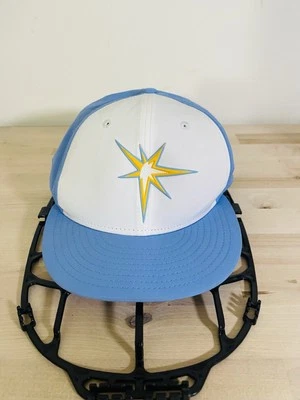 New Era 59Fifty Tampa Bay Rays Hat Cap Mens Fitted Size 8 1/8 Blue Alternate - Image 1 of 4
