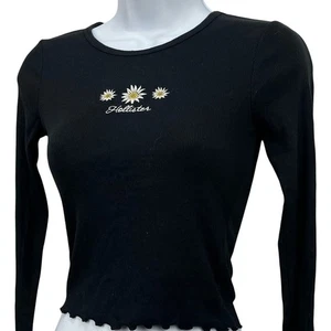Camisa Hollister Margaritas Bordada y2k Manga Larga XS Acanalada Elastizada - Imagen 1 de 8