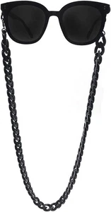DECKER Acrylic Eyeglass Chain Sunglasses Holder Eyewear Retainer Strap Black  - Picture 1 of 6