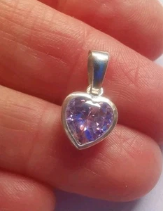 Sterling Silver Pink CZ Love Heart Pendant R80H - Picture 1 of 2