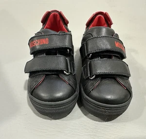 Moschino Black & Red Logo Strap Chunky Sneakers Shoes Boys Size 24 Us Size 8 - Picture 1 of 14