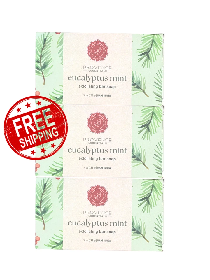 Provence Essentials Eucalyptus Mint Exfoliating Bar Soap – Natural (3-Pack) - Image 1 of 1