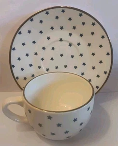 Richard Ginori Group Manifattura di Laveno GIN181 BLUE STAR TEA CUP/SAUCER 2-PC  - Picture 1 of 24