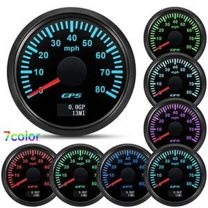52MM Black GPS Speedometer 0-80MPH Gauge Waterproof for Motorcycles Boat Car ATV - Picture 1 of 13