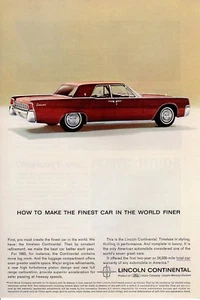 1962 anuncio estampado vintage Lincoln Continental cómo hacer el mejor auto más fino - Imagen 1 de 2