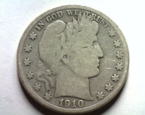 1910-S BARBER HALF DOLLAR GOOD G NICE ORIGINAL COIN FROM BOBS COINS FAST SHIP - Picture 1 of 2