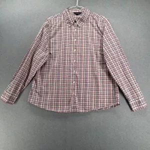 Lands' End Shirt Womens XL Colorful Plaid Long Sleeve Cotton Button Up - Picture 1 of 11