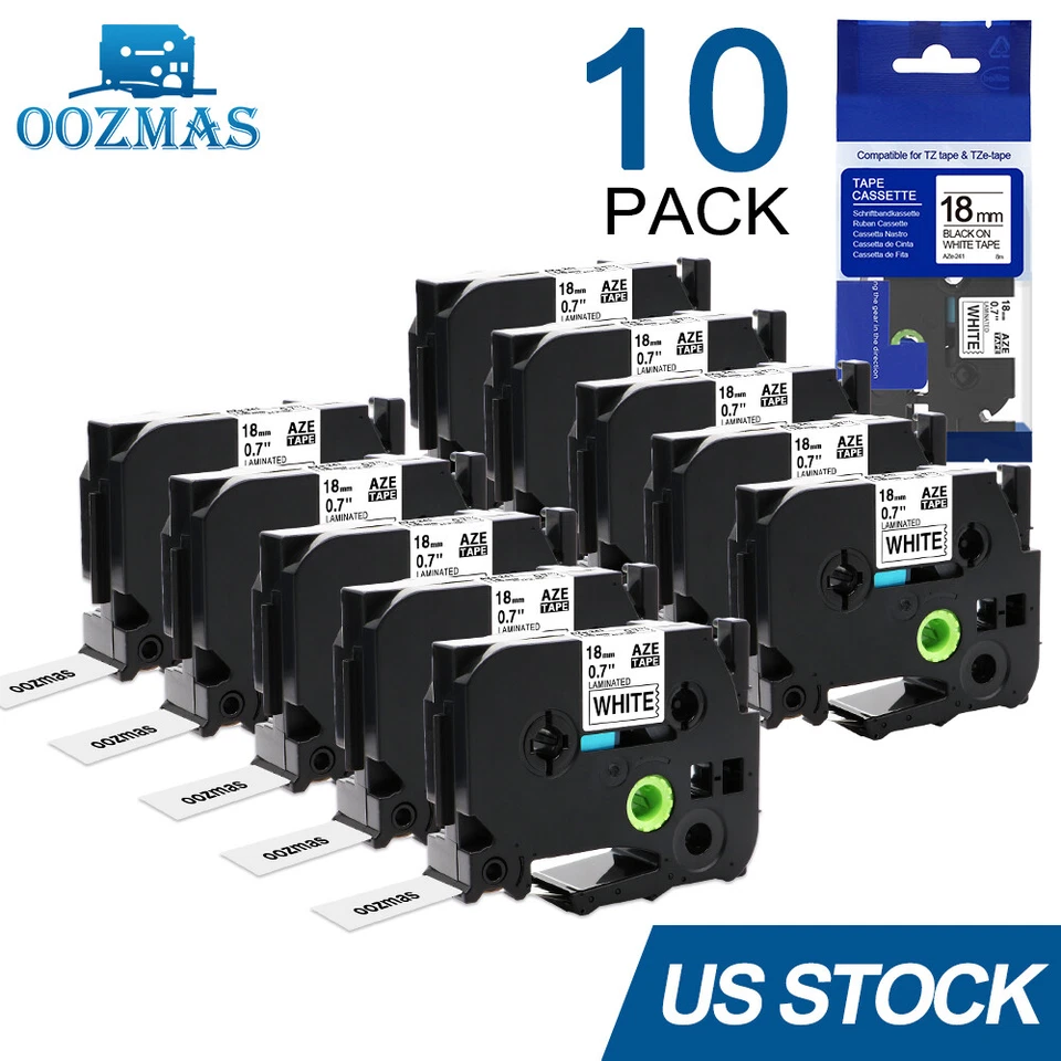 For Brother P-Touch TZe-231 TZ-231 PT-D210 White 12mm x 8M Label Maker Tape 5 PK