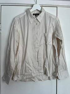 Aquascutum Vintage Women's Blouse Size XL Fits UK 16 Cream Striped 100% Cotton - Picture 1 of 5
