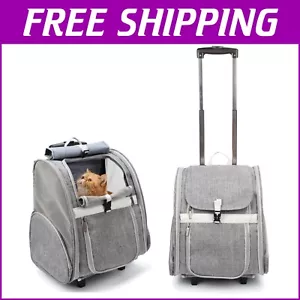 Durable Pet Backpack with Adjustable Straps & Built-in Security Leash - Grey - Picture 1 of 9