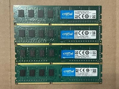 LOT 4 CRUCIAL 32GB (4x8GB) KIT DDR3L 1600MHZ PC3-12800 UDIMM DESKTOP RAM I2-6(5) - Image 1 of 2