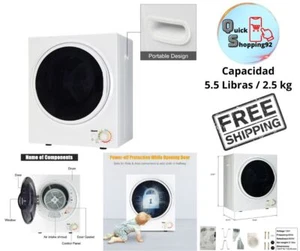Secadora Electrica Compacta De 5.5 Libras-2.5 Kg, 1,6 Pies Cúbicos, Color Blanco - Picture 1 of 9