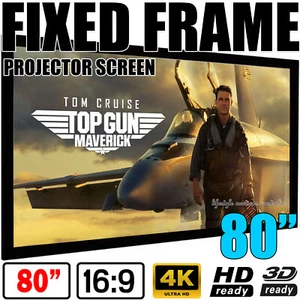 80" Inch Fixed Frame Aluminum Projector Screen 3D Home Theatre HD TV Projection - Picture 1 of 1