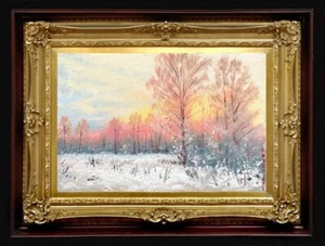 Oil Painting Handmade Arseni ~ WINTER FRESHNESS 6" X 4" NO FRAME USA - Picture 1 of 11
