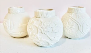 Lenox White Porcelain Votive Candle Holder Christmas Ball Ornaments Vtg Set of 3 - Picture 1 of 9