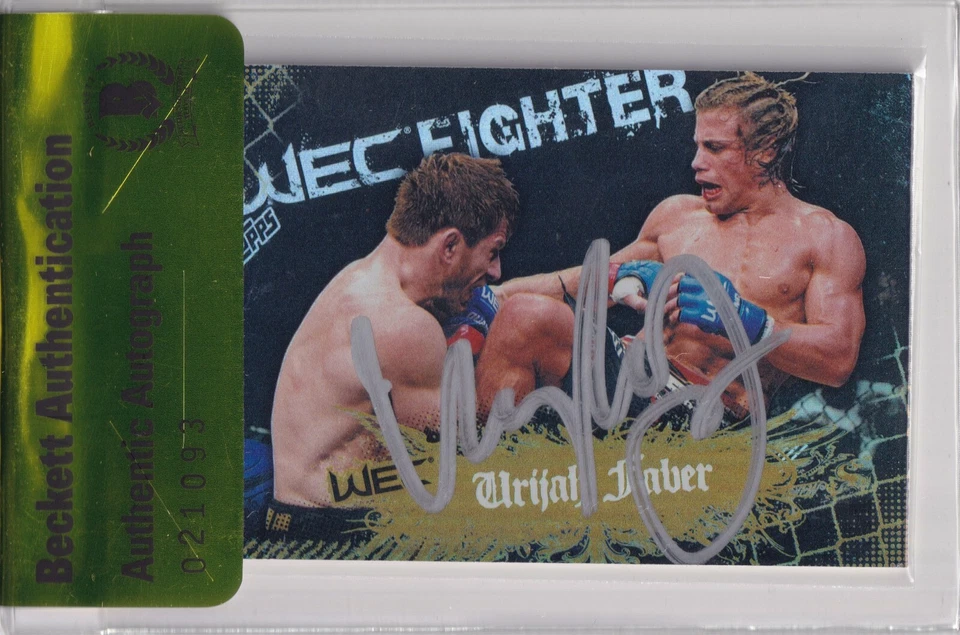 Tarjeta de novato dorada firmada por Urijah Faber 2010 Topps UFC Main Event #144 certificado de autenticidad BAS RC Foto 1 de 4