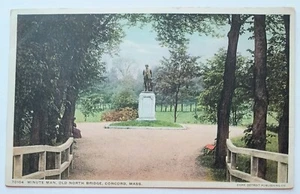 Concord MA Massachusetts Minute Man Old North Bridge Vintage Postcard L9 - Picture 1 of 2
