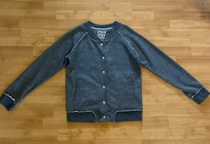 Gwynedds Grey Metallic Jacket Bomber Sweatshirt -Size Large - Picture 1 of 11