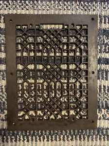Vintage Antique Cast Iron Floor Wall Grate Register Vent 12" X 9"x 1/4” - Picture 1 of 8