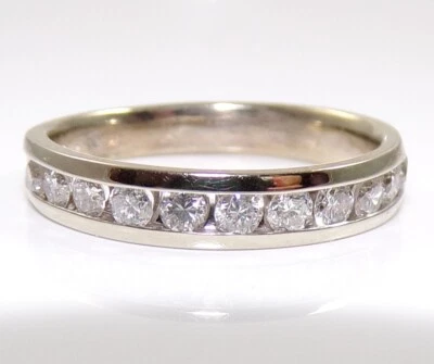 14K белое золото мужчин мульти бриллиант 4 мм обручальное кольцо размер 9 FZZ - Изображение 1 из 4