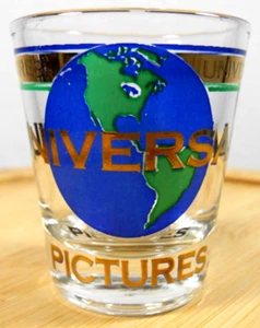 Universal Pictures 22k gold California travel souvenir shotglass bar barware - Picture 1 of 8