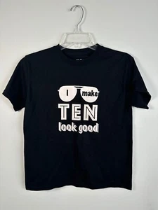 I Make Ten Look Good Birthday T-Shirt Youth Large Black White Short Sleeve Top - Picture 1 of 6