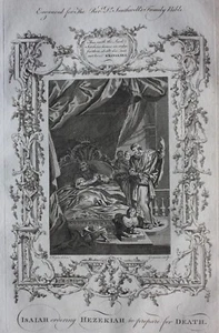 Original antiker Druck ISAIAH & HISKIA, 2 Könige 20.1, Southwells Bibel 1774 - Bild 1 von 3