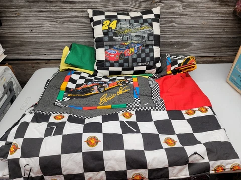 Vintage NASCAR Winston Cup Throw Blanket 62" x 42" Handmade w Jeff Gordon pillow Cover