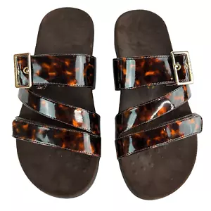 Vionic 341 Skylar Sandal Women's 9 Wide Brown Marble Gold Slip On Orthopedic - Picture 1 of 9