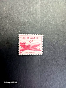 USA 6 Cent Red Air Mail Stamp (1940's) Lovely Condition - Picture 1 of 2