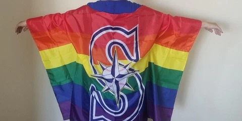 Pride Night Wearable Flag Seattle Mariners - Rainbow 6/16/18 LBGTQ SGA Cover