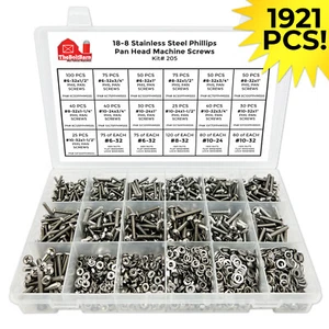 Stainless Steel Phillips Pan Head Machine Screws Nuts Washers Kit Assortment - Picture 1 of 1