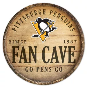 Pittsburgh Penguins Sign Wood 14 Inch Round Barrel Top Design - Special Order - Picture 1 of 1