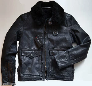NWT $2,395 Ralph Lauren Black Label Denim Jacket Shearling Lined Size 6 in Black - Picture 1 of 12