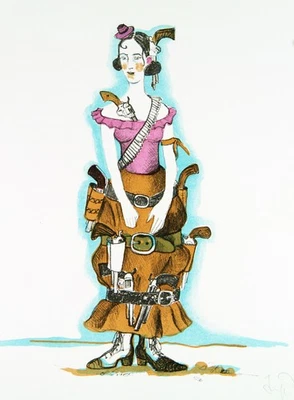 "Waffenbraut", 2008. Farblithographie von Inge PRIES (*1958 D), handsigniert - Bild 1 von 3