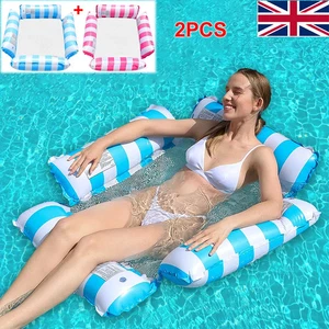 Inflatable Portable Floating Water Hammock Float Pool Bed Swimming Chair Toy - Picture 1 of 29