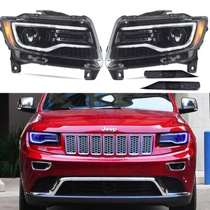 VLAND Black LED Projector Headlights For 2011-13 Jeep Grand Cherokee Front Lamps - Picture 1 of 14