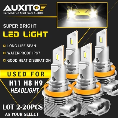 2-20PC AUXITO H11 LED Headlight Bulbs White Low Beam Conversion Kit Super Bright - Image 1 of 4