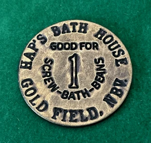 Golf Ball Marker-Funny Brothel Coin *HAP'S BATH HOUSE-GOOD FOR ONE* 1.5" Brass - Picture 1 of 3