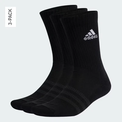 Adidas Black Cushioned Crew Socks 3 Pairs UK 6.5-8 EU 40-42 IC1310 - Image 1 of 3