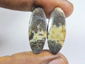 10 X 26 X 03 MM NATÜRLICHER KOKOSNUSSJASPIS ABGESTIMMTES PAAR OVALER CABOCHON... - Picture 1 of 9