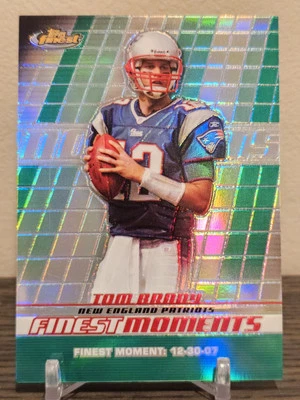 2008 Topps Finest Tom Brady Finest Moments Green Refractor- Patriots SP /199 - Image 1 of 2